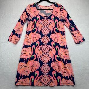 Lilly Pulitzer Flamingo Pima Cotton Dress Shift Casual Colorful‎ Size M